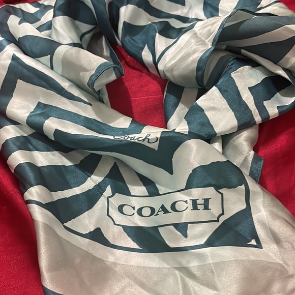 Coach Print Silk Scarf 27x27 - Picture 4 of 4